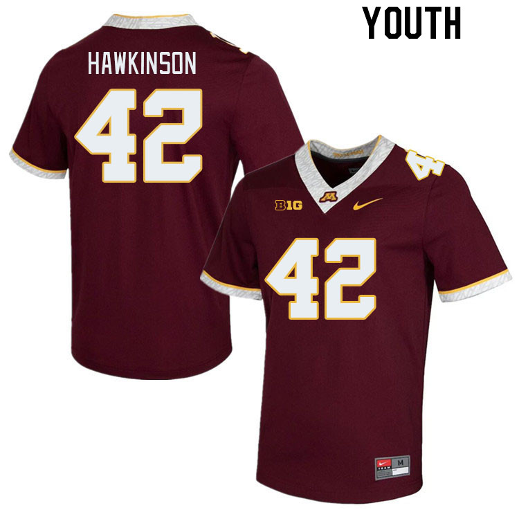 Youth #42 Jack Hawkinson Minnesota Golden Gophers College Football Jerseys Stitched-Maroon